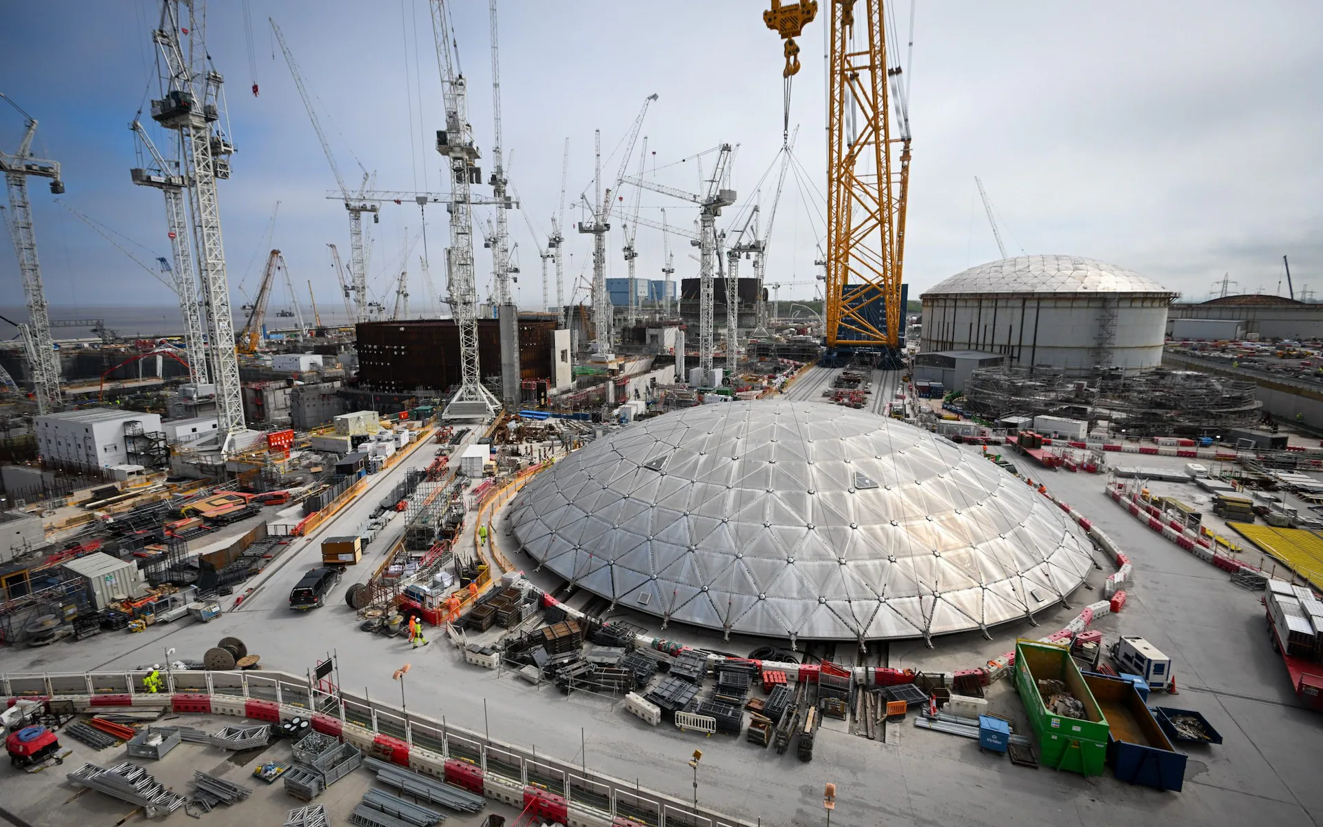 Hinkley Point C nuclear power station under construction in Somerset, the world's most expensive nuclear plant at £49 billion